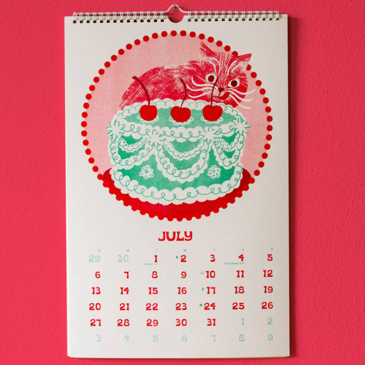 Limited Edition 2025 A3 Risograph Cat Calendar