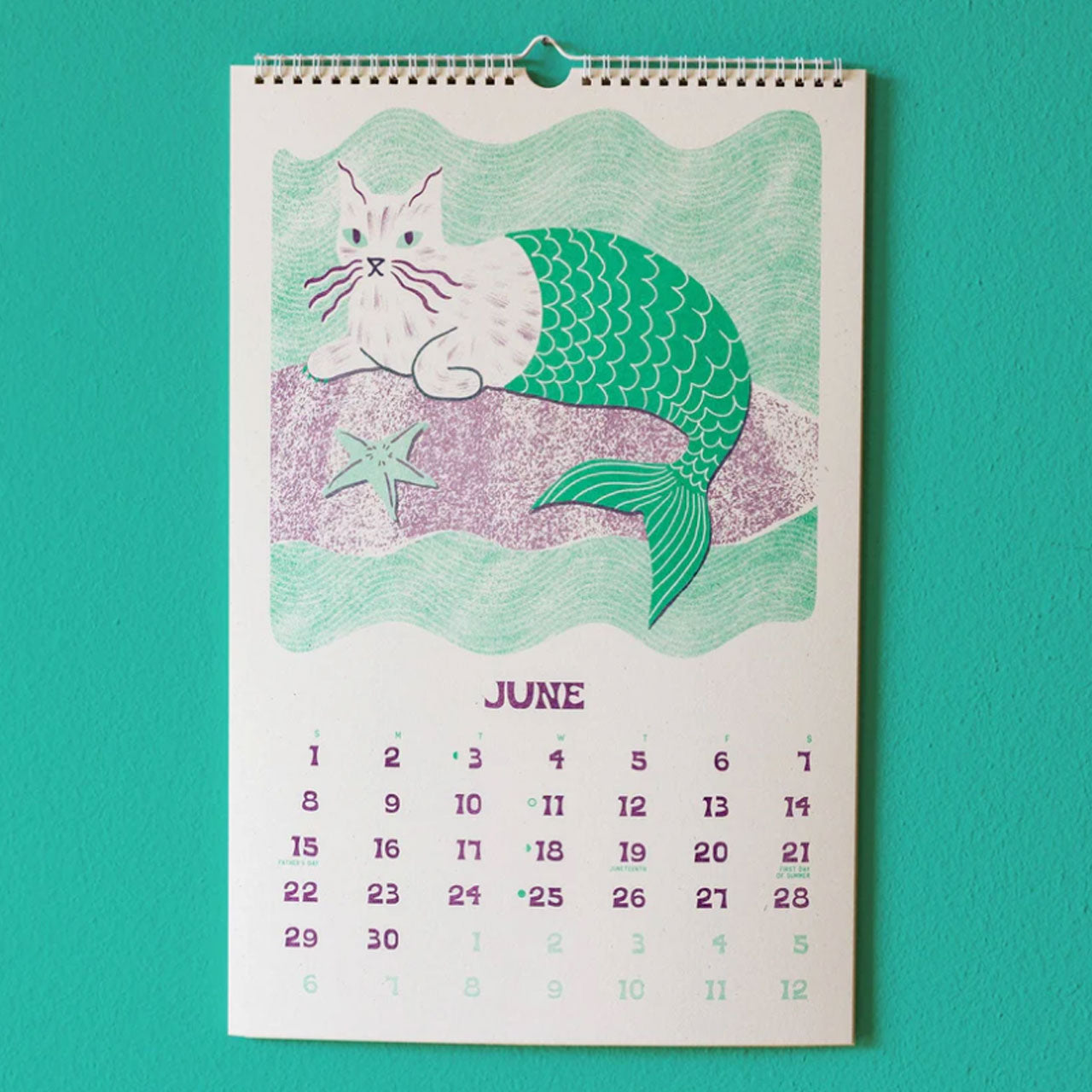 Limited Edition 2025 A3 Risograph Cat Calendar