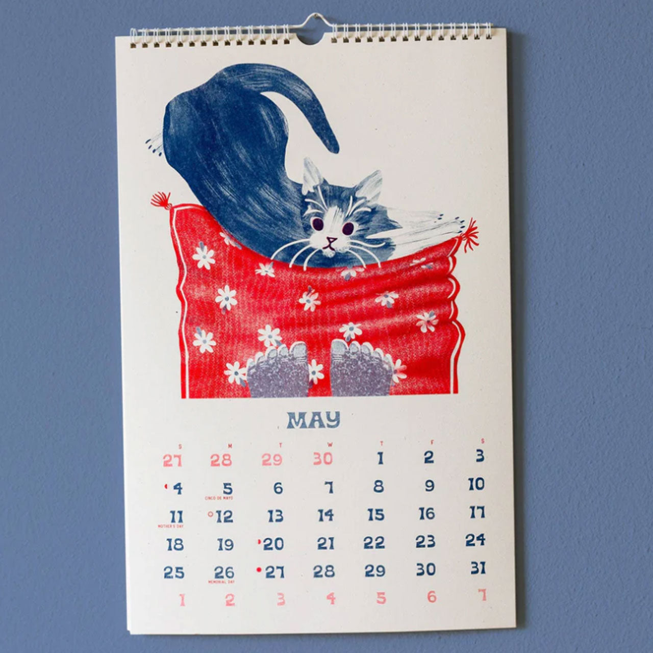 Limited Edition 2025 A3 Risograph Cat Calendar