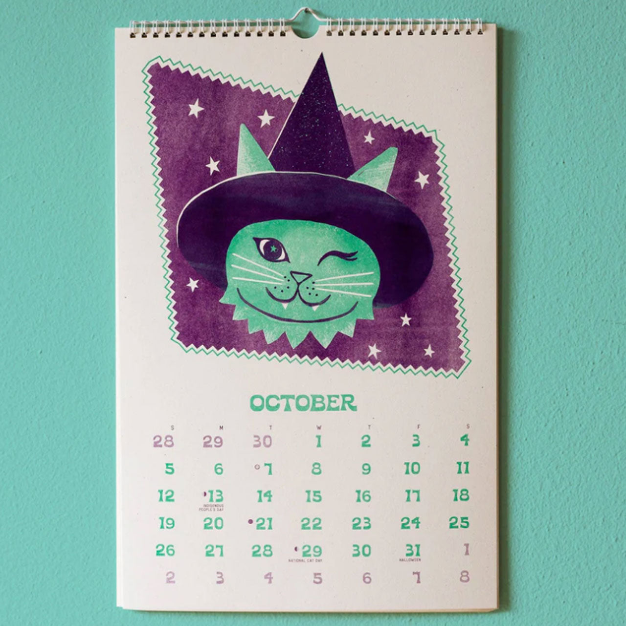 Limited Edition 2025 A3 Risograph Cat Calendar