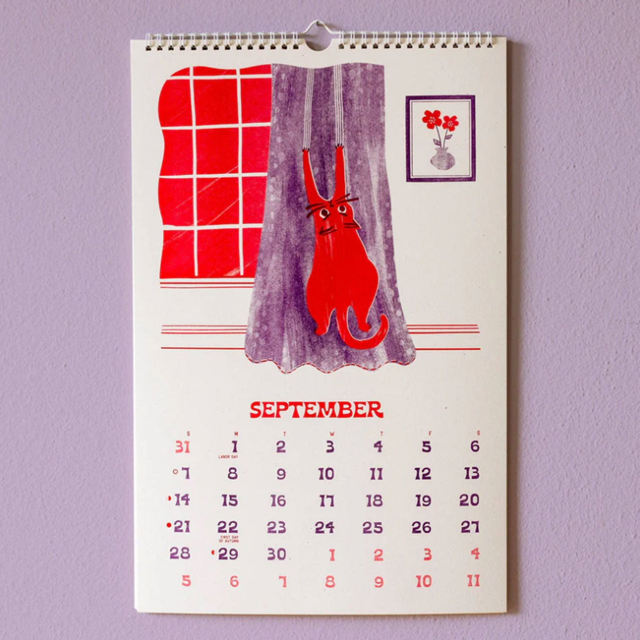 Limited Edition 2025 A3 Risograph Cat Calendar