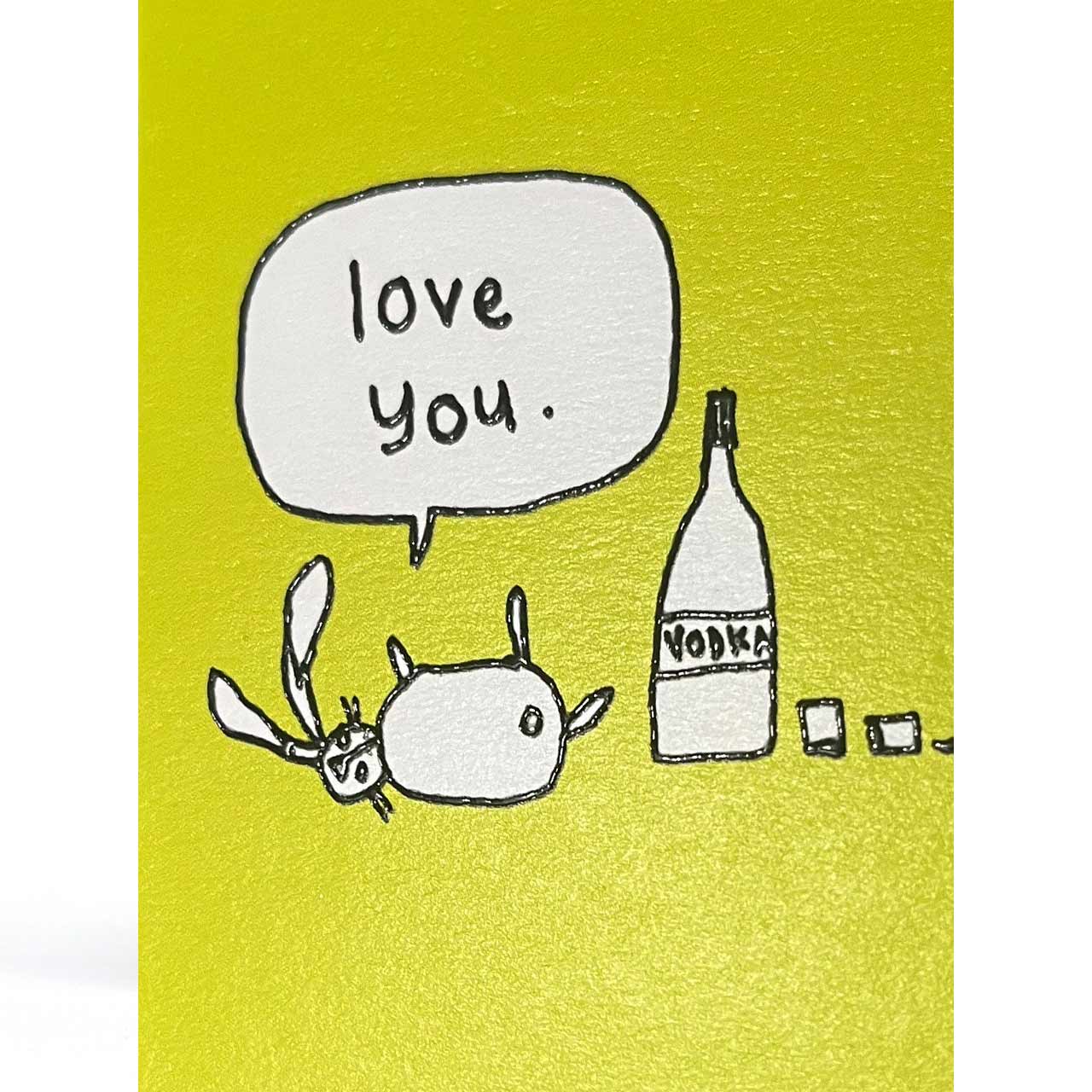 Love You Vodka Rabbits Embossed Card