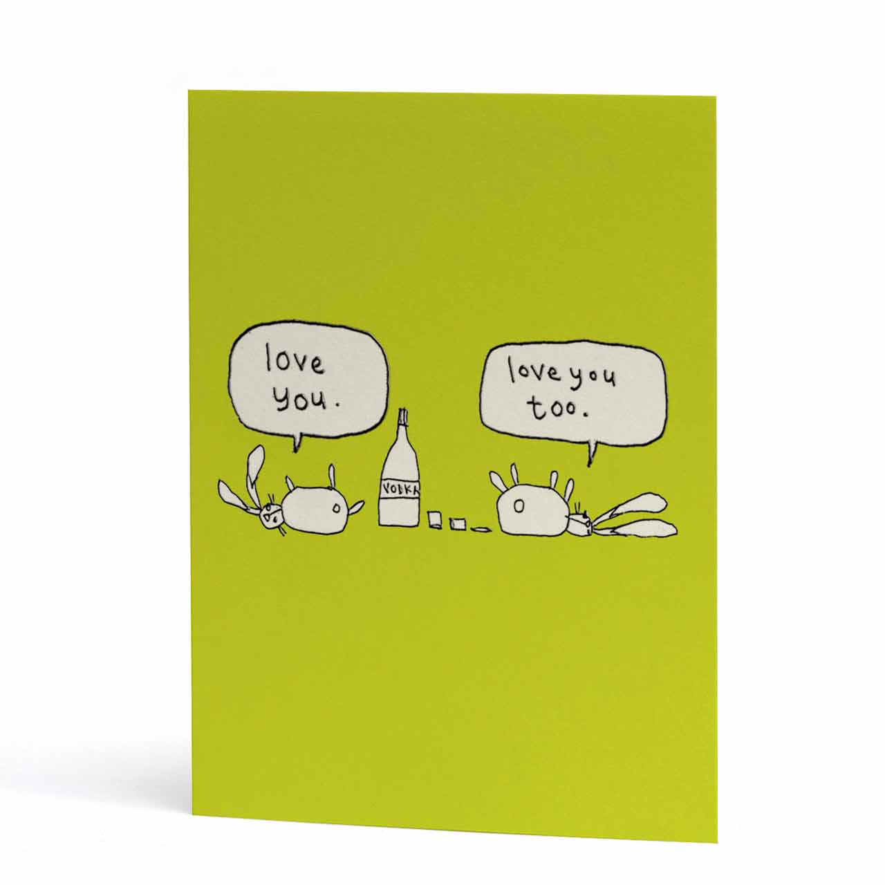 Love You Vodka Rabbits Embossed Card