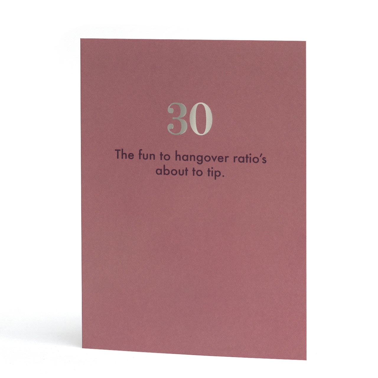 Fun to Hangover Ratio Silver Foil 30th Birthday Card