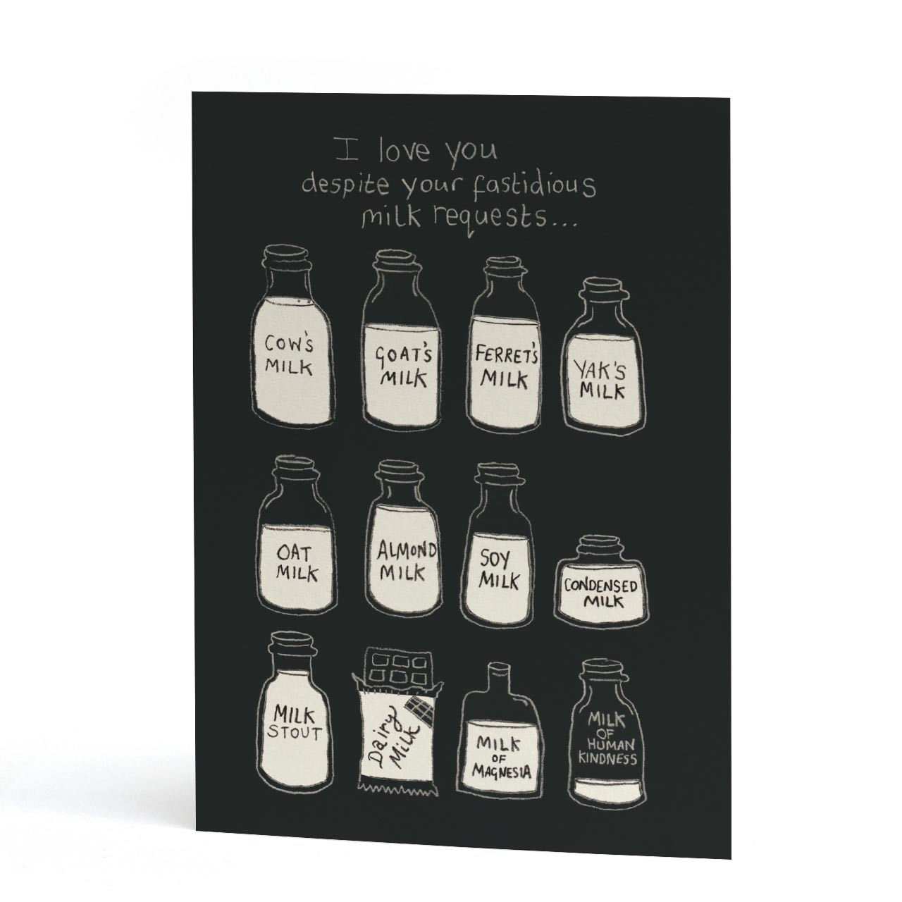 Fastidious Milk Requests Greeting Card