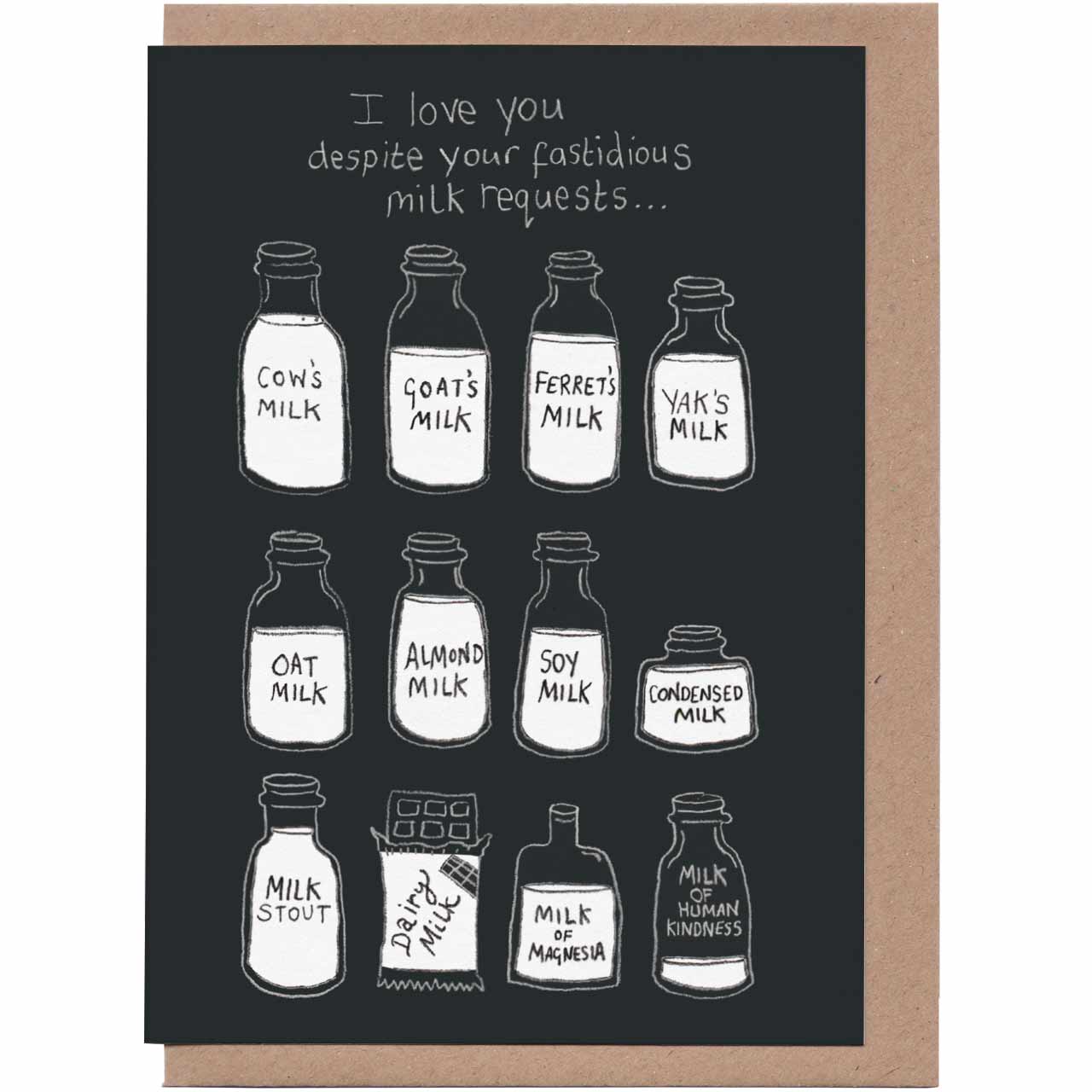 Fastidious Milk Requests Greeting Card