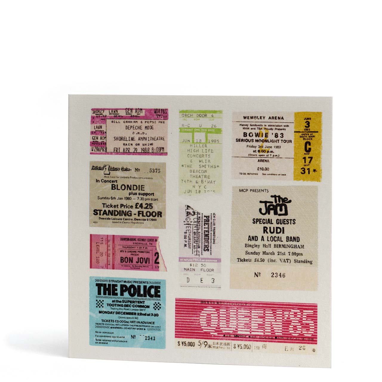 Eighties Gig Tickets Greeting Card