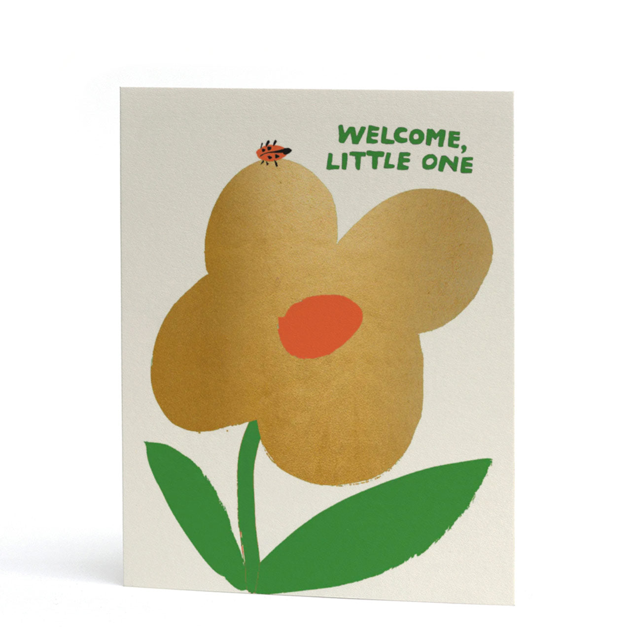 Welcome Little One Gold Foil Letterpress New Baby Card