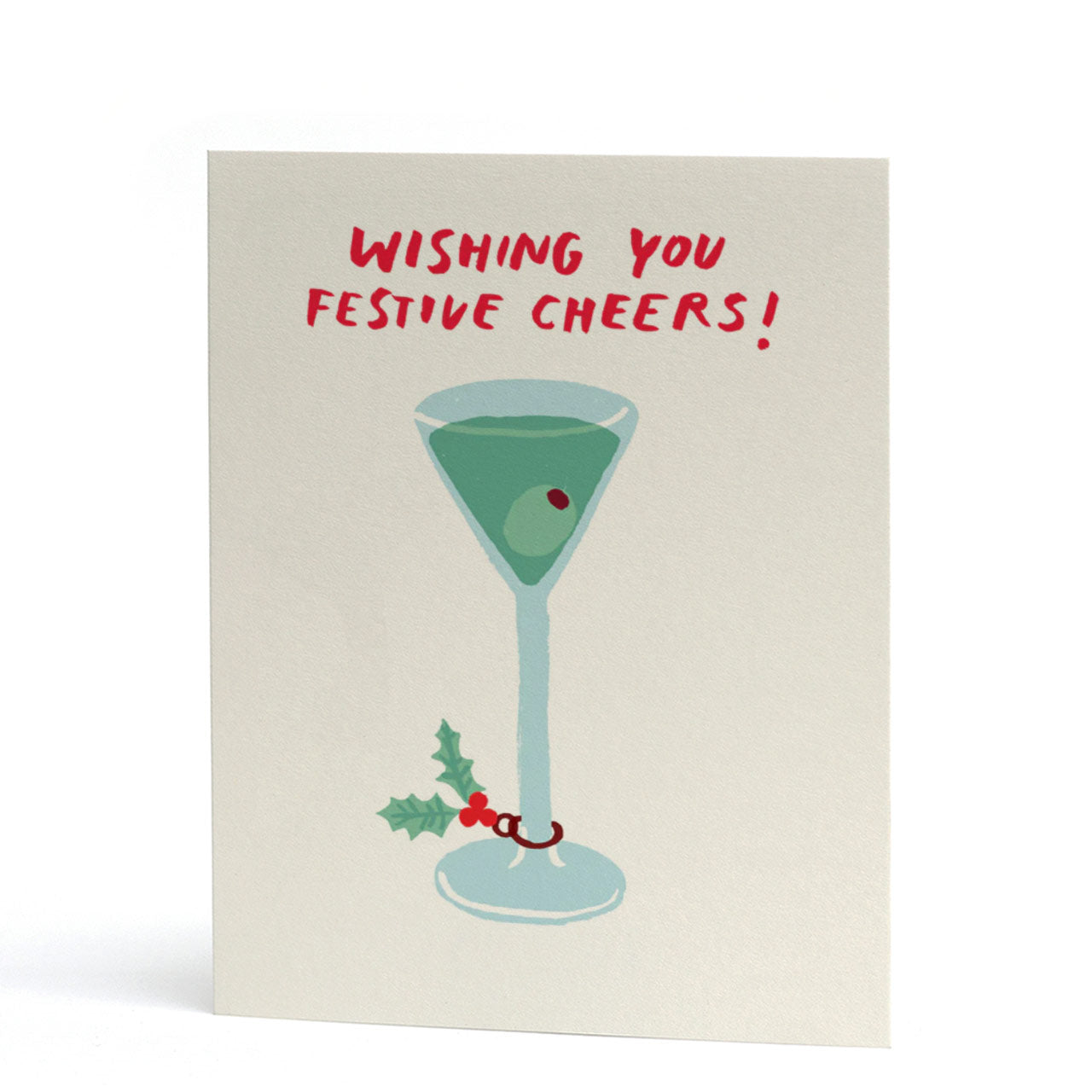 Festive Cheers Christmas Martini Letterpress Card