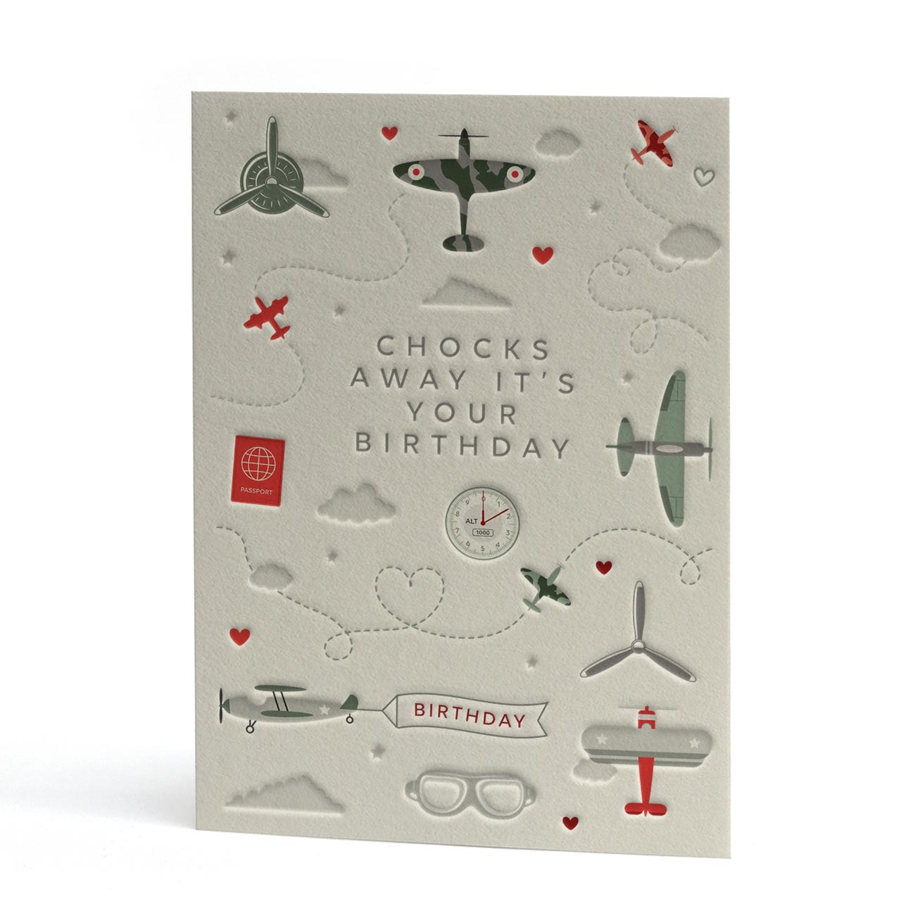 Chocks Away Letterpress Style Birthday Card