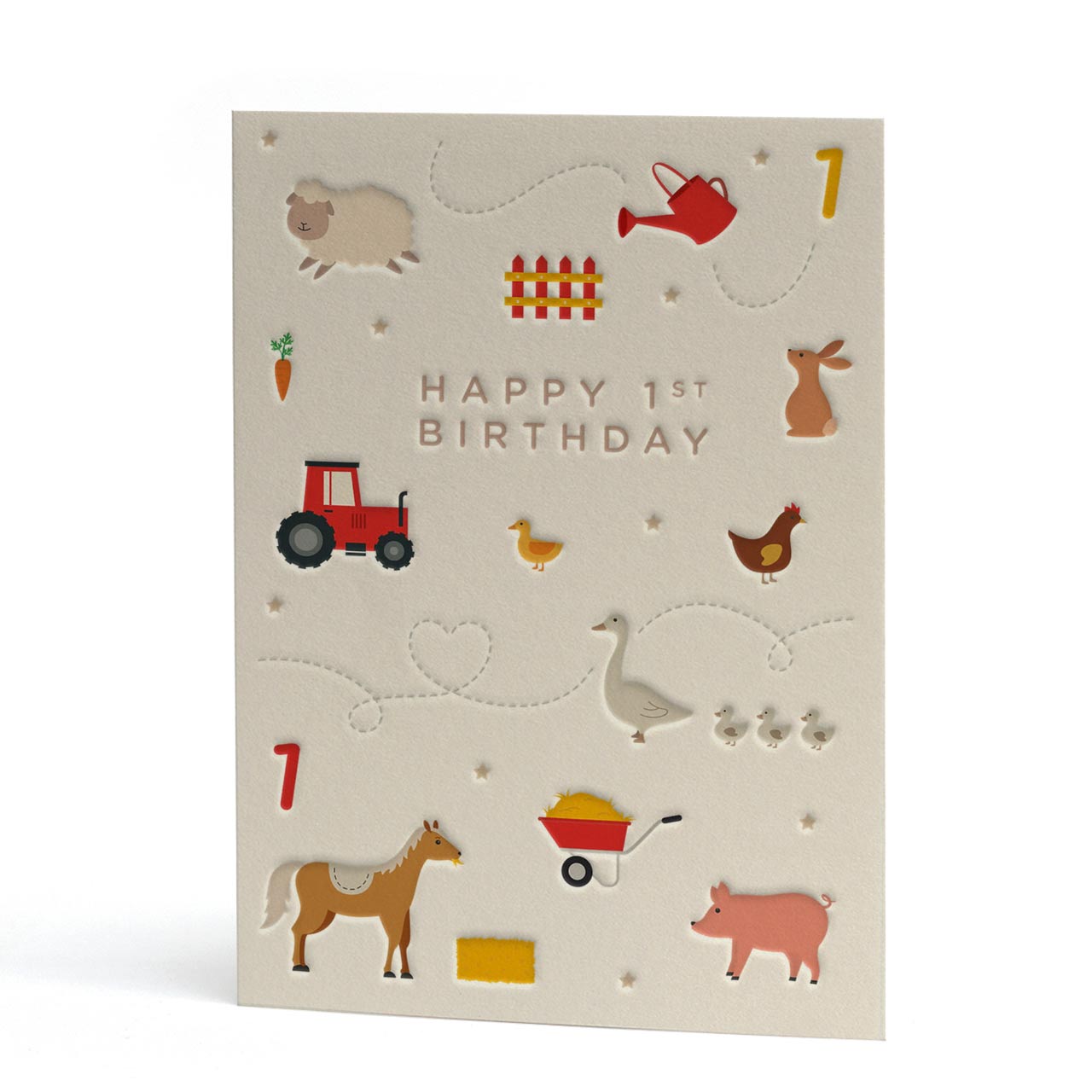 Happy 1st Birthday Letterpress Style Card