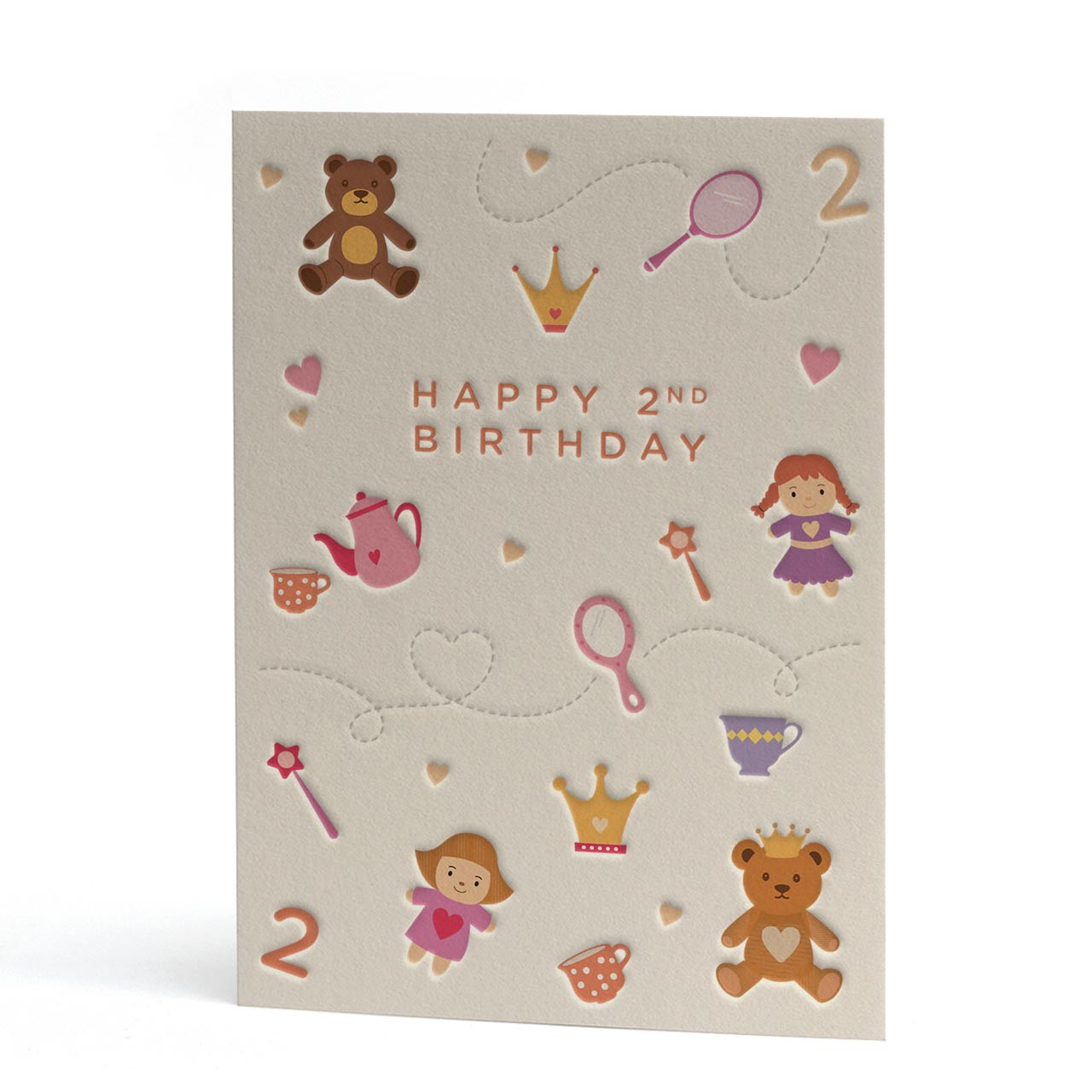 Happy 2nd Birthday Letterpress Style Card