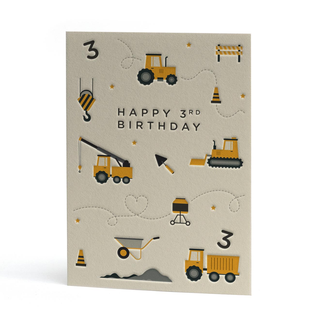 Happy 3rd Birthday Letterpress Style Card