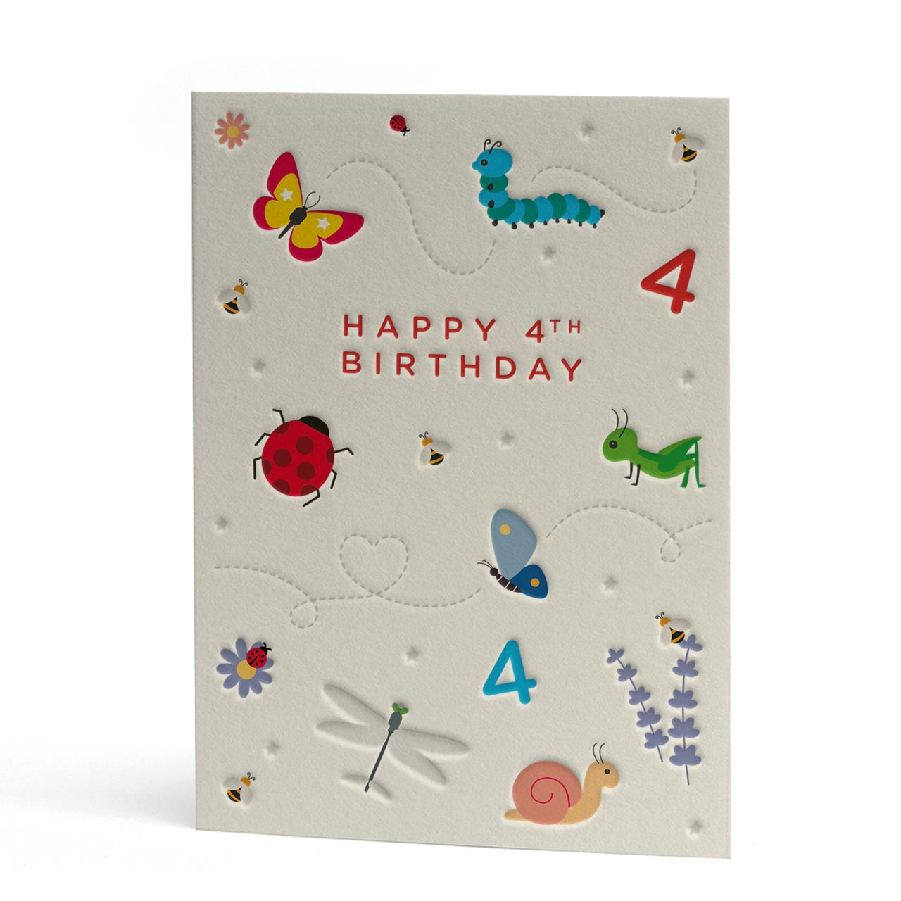 Happy 4th Birthday Letterpress Style Card