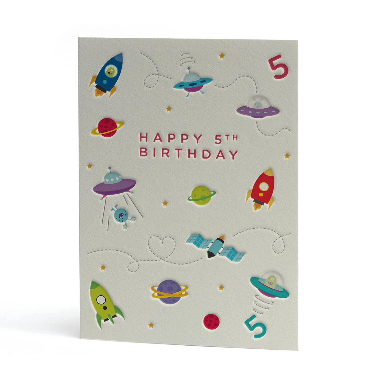 Happy 5th Birthday Letterpress Style Card