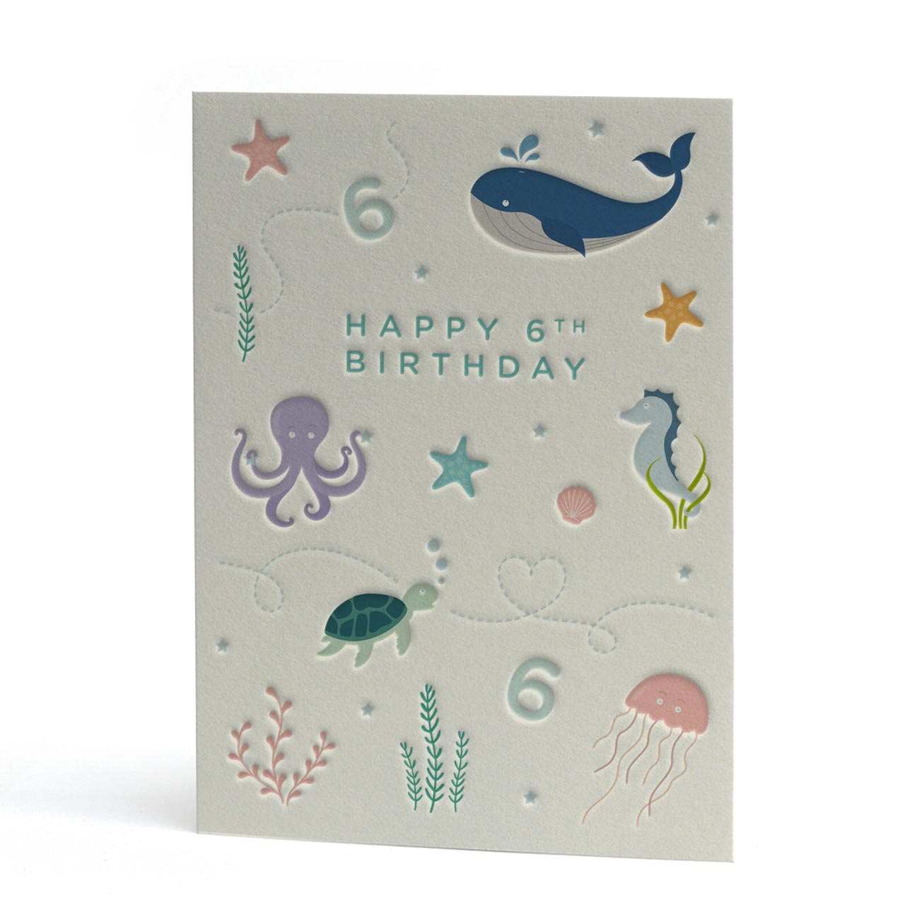 Happy 6th Birthday Letterpress Style Card