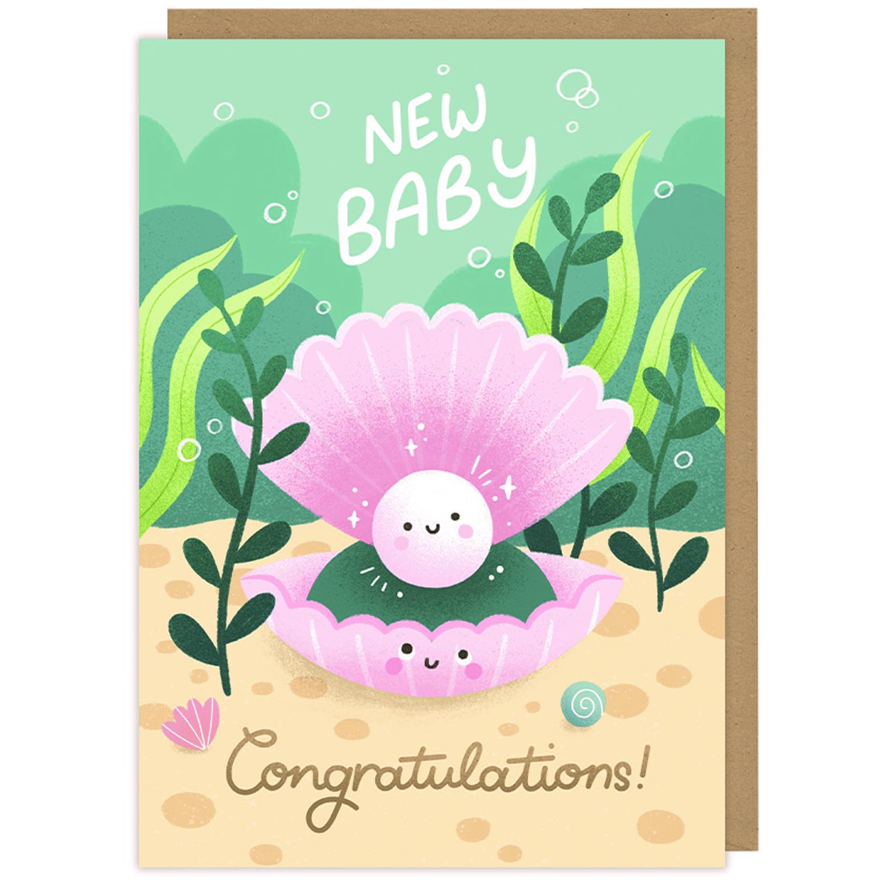 New Baby Pearl Silver Foil Card