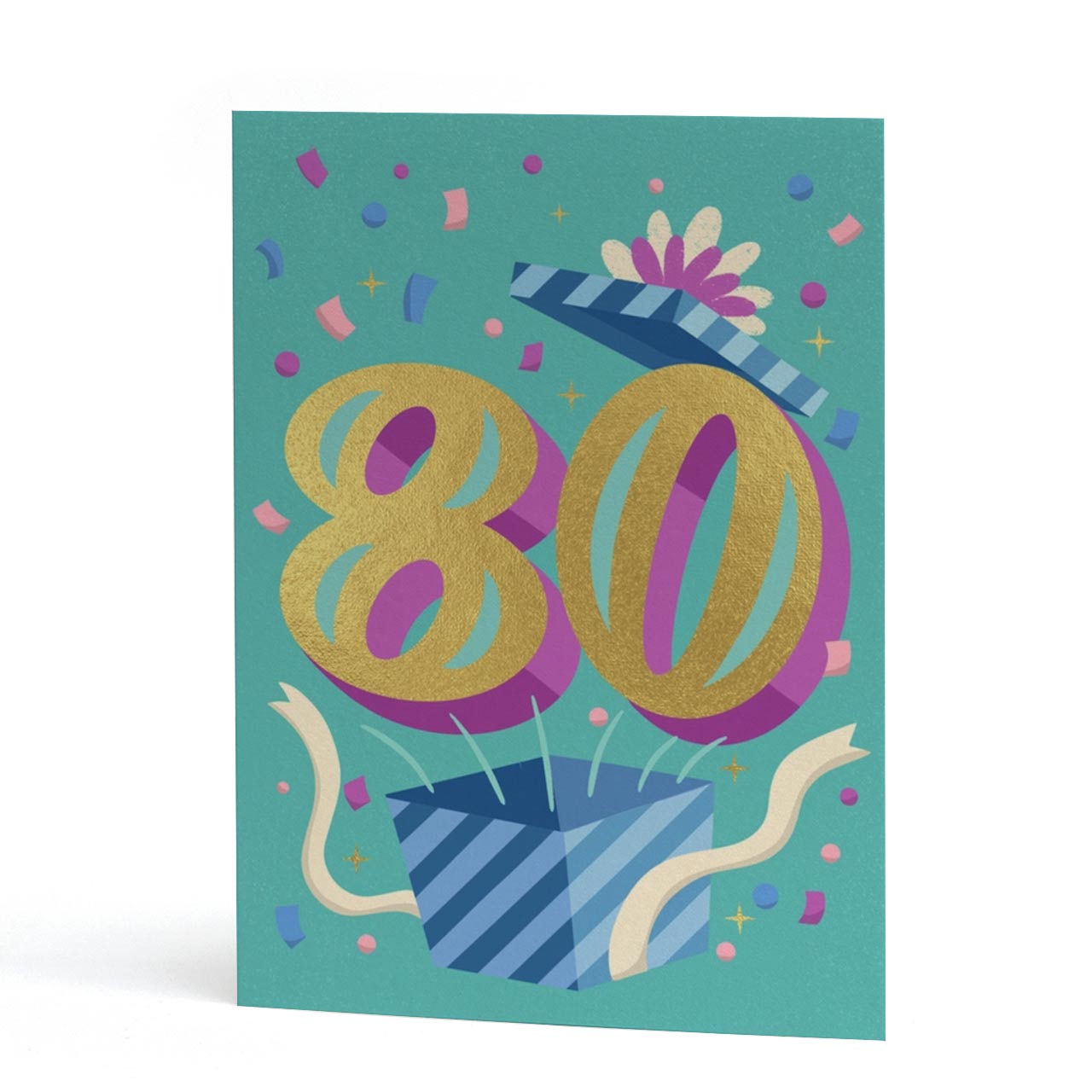 80th Birthday Gold Foil Number Card