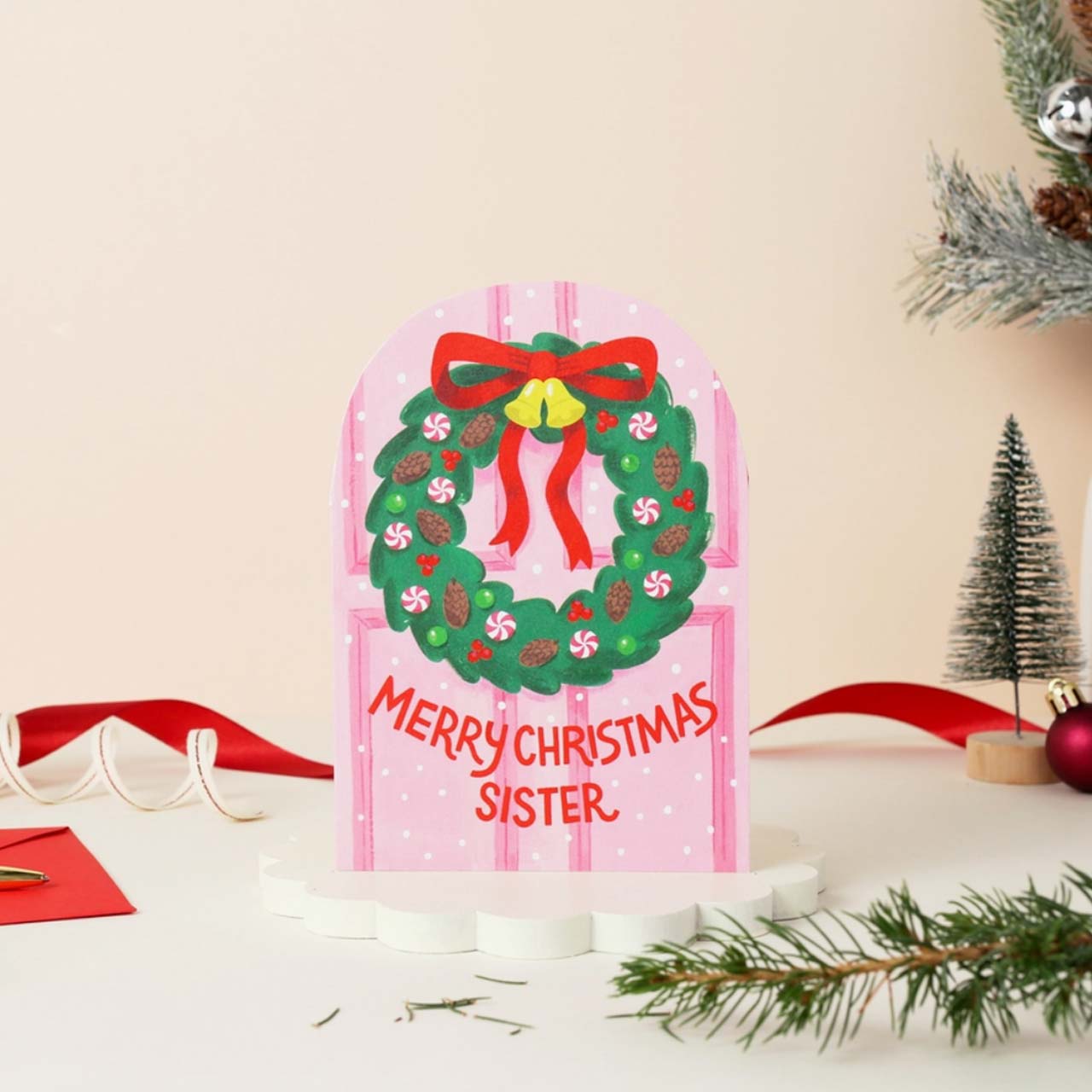 Merry Christmas Sister Die Cut Card