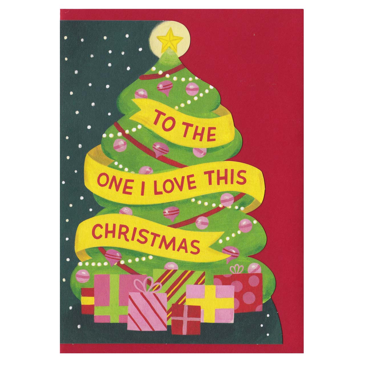 The One I Love Christmas Tree Die Cut Card