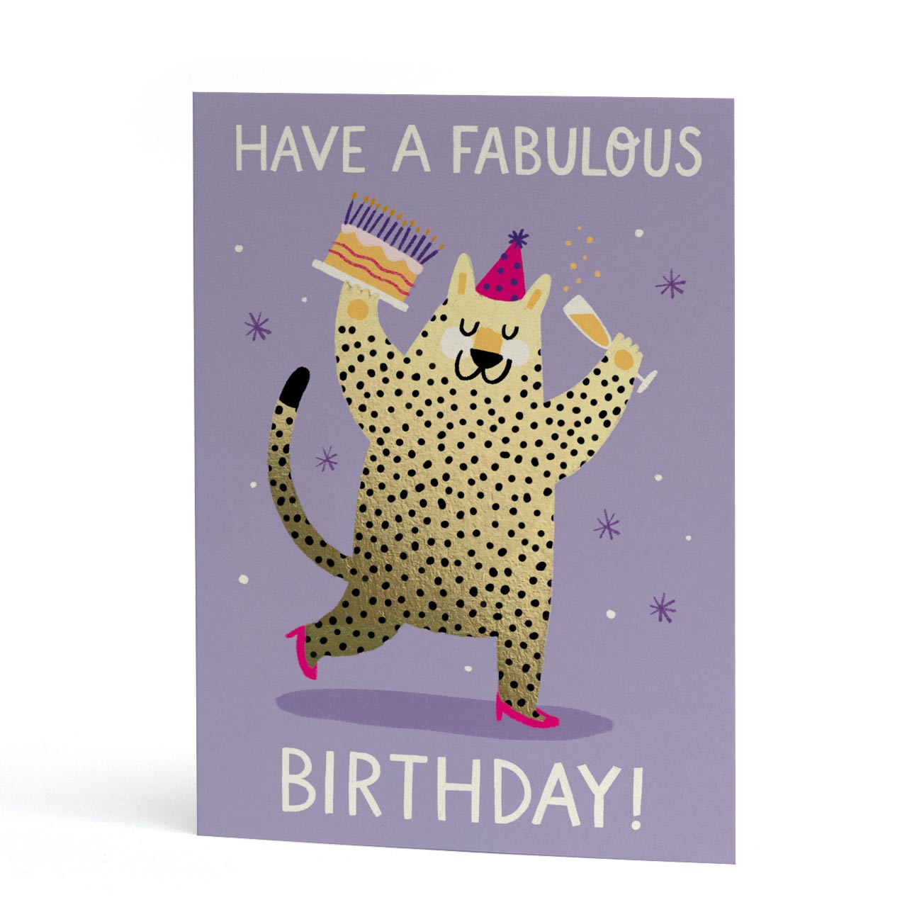 Fabulous Leopard Gold Foil Birthday Card