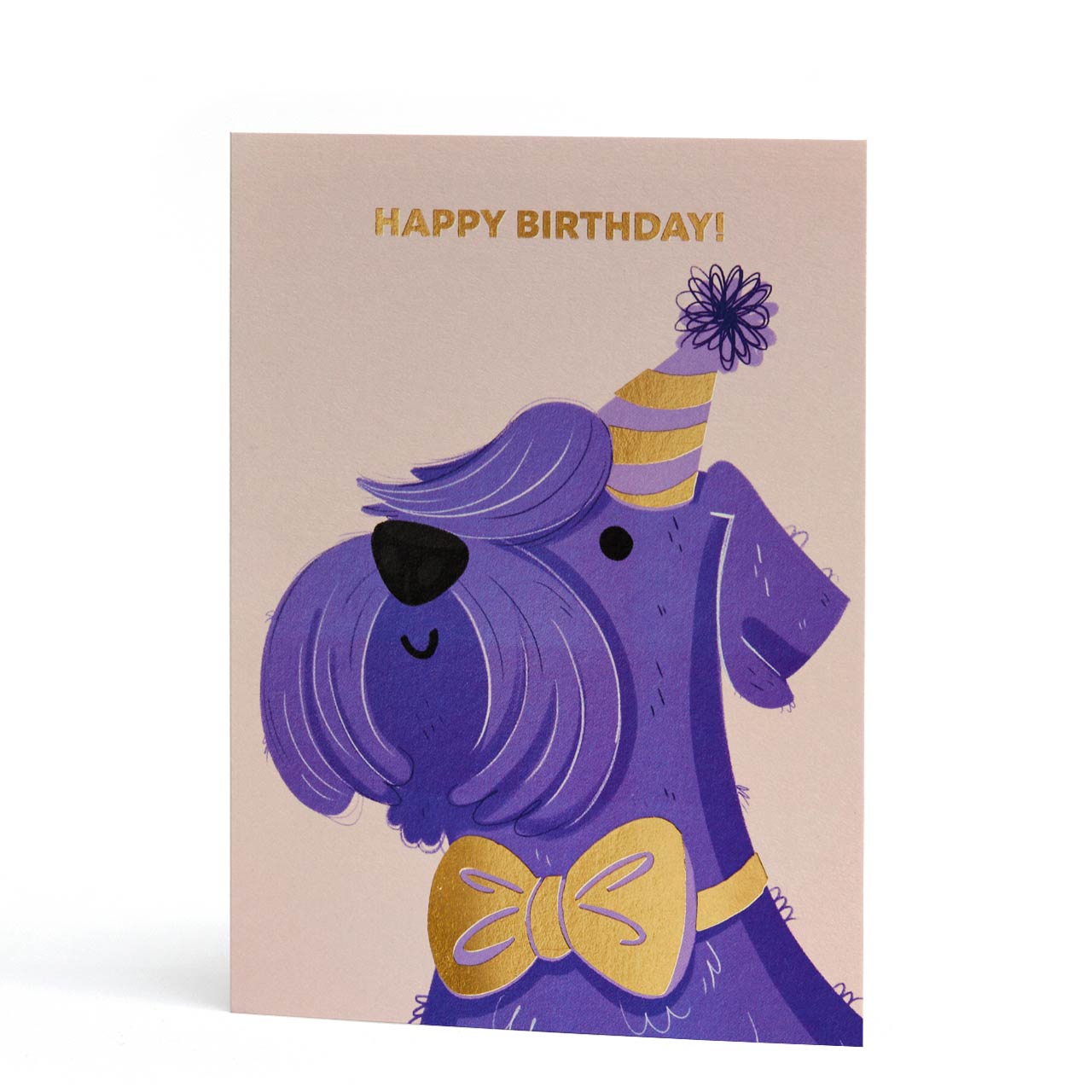 Schnauzer Bow Tie Gold Foil Birthday Card