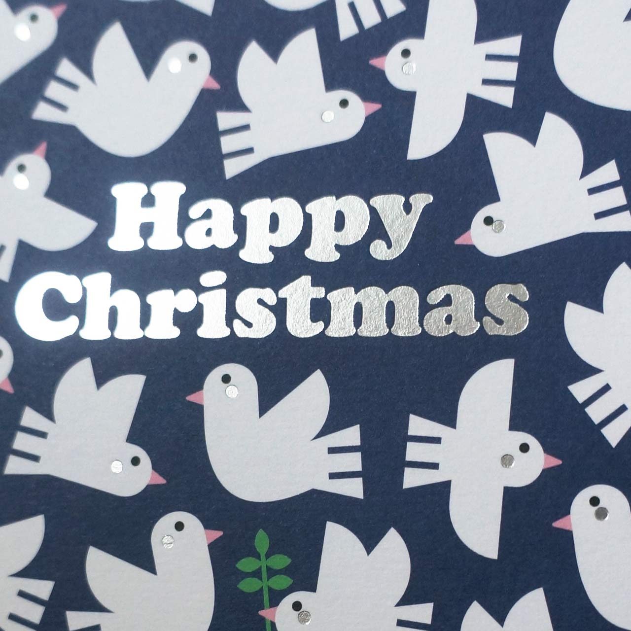 Doves Happy Christmas Silver Foil Card