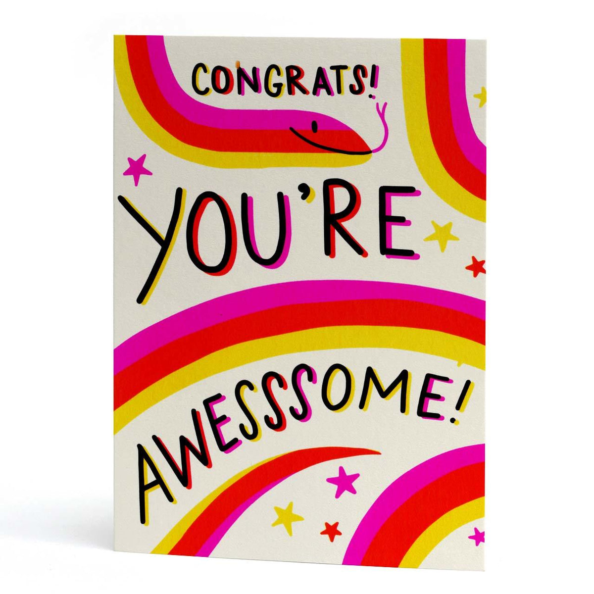 Awesssome Congrats Neon Greeting Card | The Curious Pancake