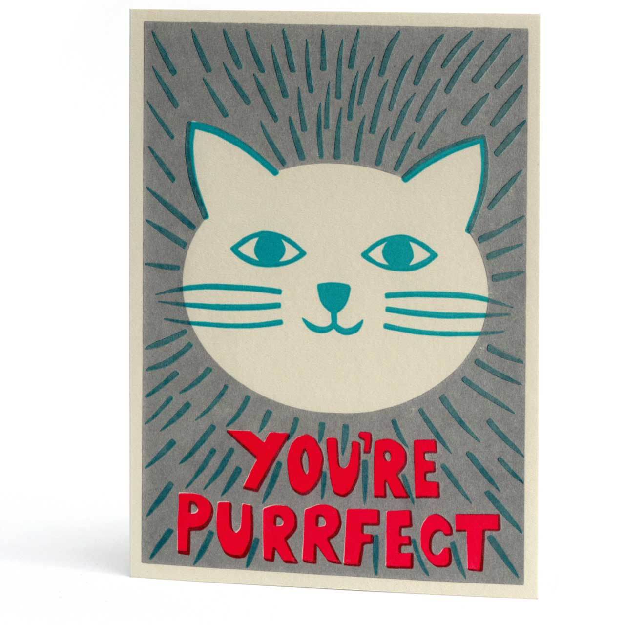 You're Purrfect Letterpress Greeting Card